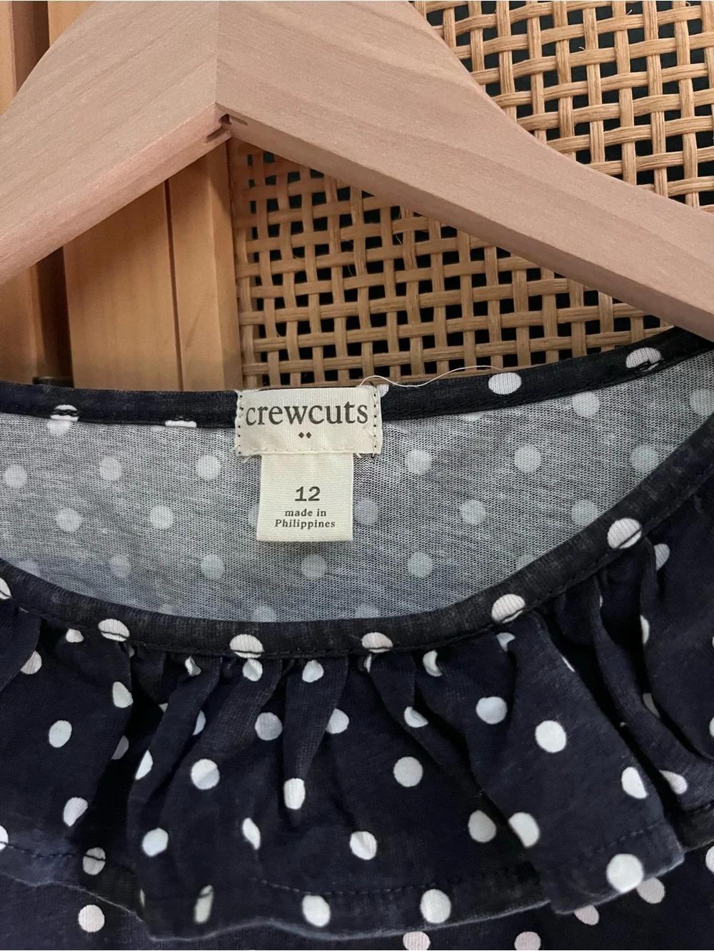 Crewcuts Girls 12 Navy Polka Dot Long-Sleeve Top